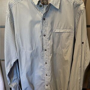 Exofficio Light Blue Plaid Button Down Shirt